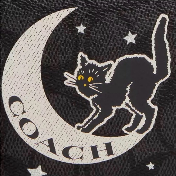 Coach Corner Zip Wristlet In Signature Canvas With Halloween Graphic